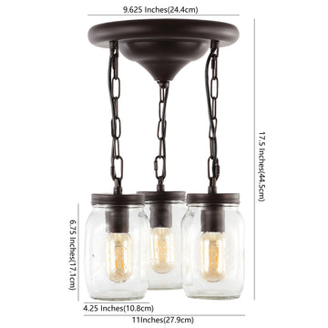 Gaines 11" Farmhouse Industrial Iron Mason Jar LED Semi Flush Mount - JONATHAN Y